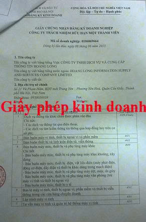 Giấy phép kinh doanh Công ty thám tử Hoàng Long